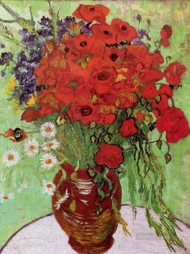 フラワーズ Painting - 赤いケシとヒナギク フィンセント・ファン・ゴッホ 印象派の花